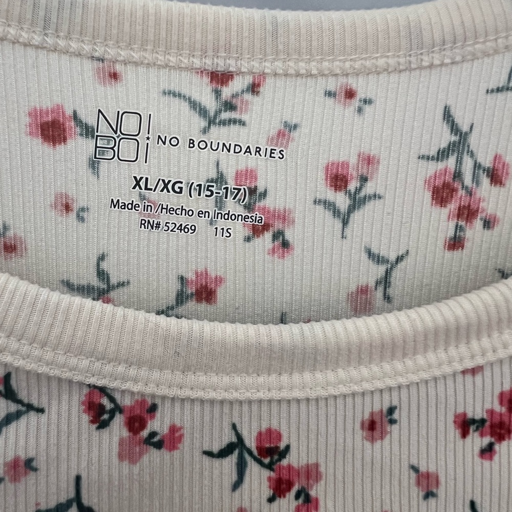 Floral Print Ribbed Top - Picture 3 of 4
